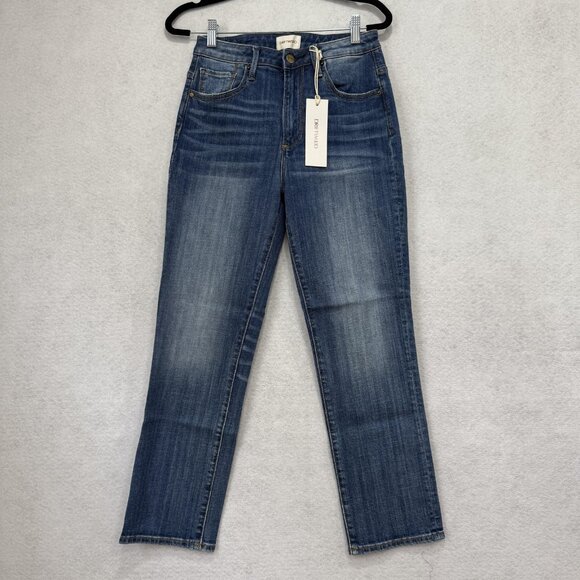 Driftwood Jeans Womens 25 Blue Faded Stella Stretch Denim Straight Leg 27 Inseam - Picture 1 of 9